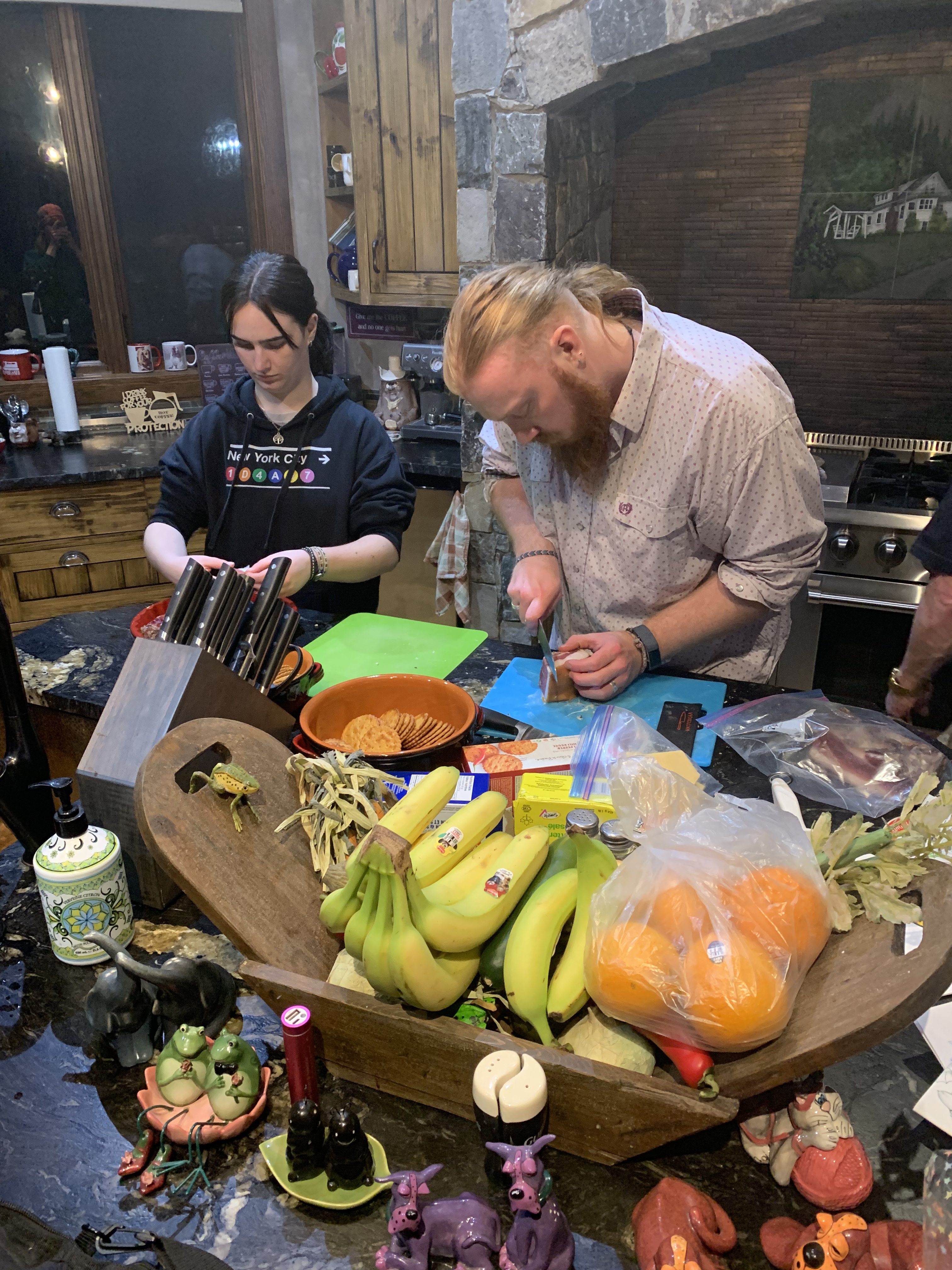 Ventures cutting potatoes